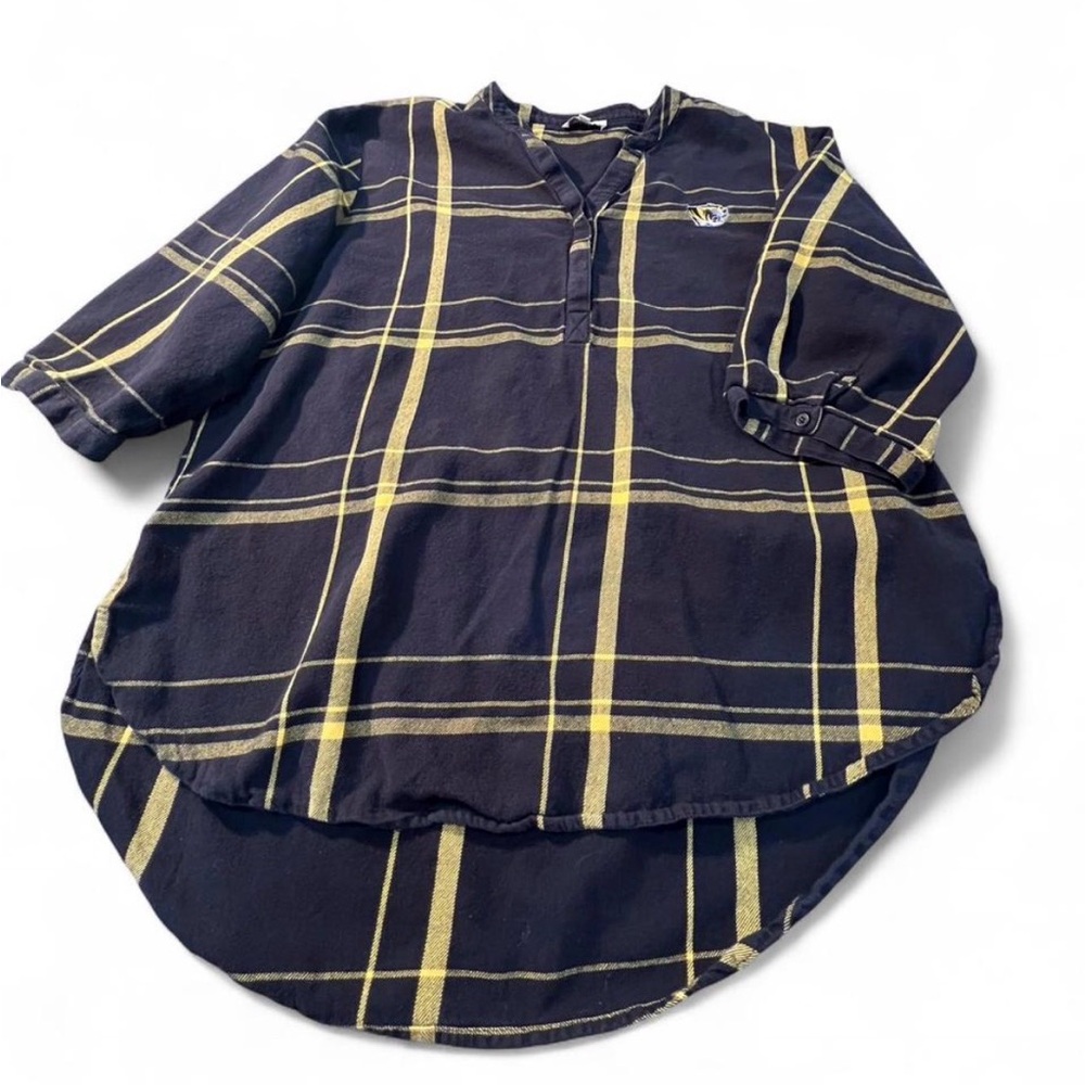 Girls Black & Yellow Mizzou Plaid Tunic Top 3/4 Sleeves